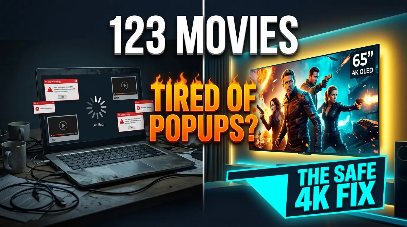 123 movies safe streaming alternative on modern 4K home theater smart screen