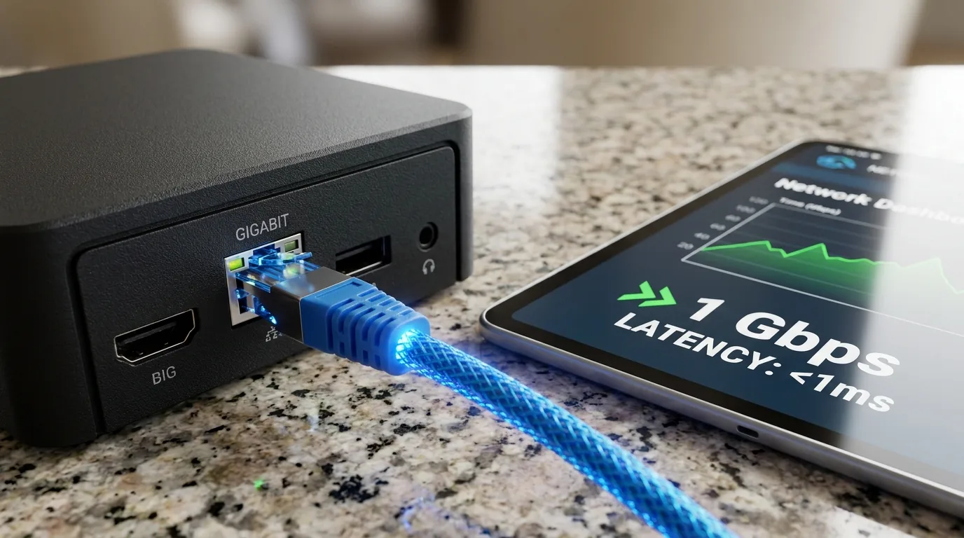 Gigabit ethernet router and cable connection optimizing IPTV equipment performance