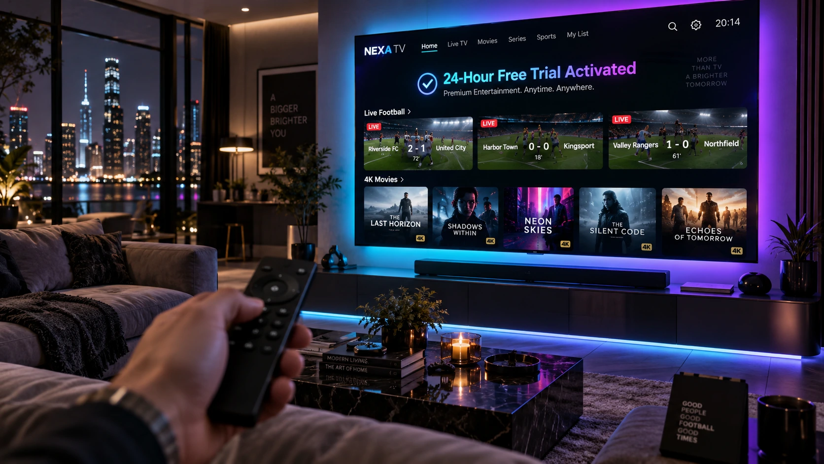 Claiming an instant IPTV free trial on a smart TV dashboard