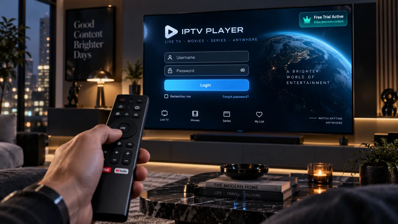 Authenticating credentials during an active IPTV free trial test