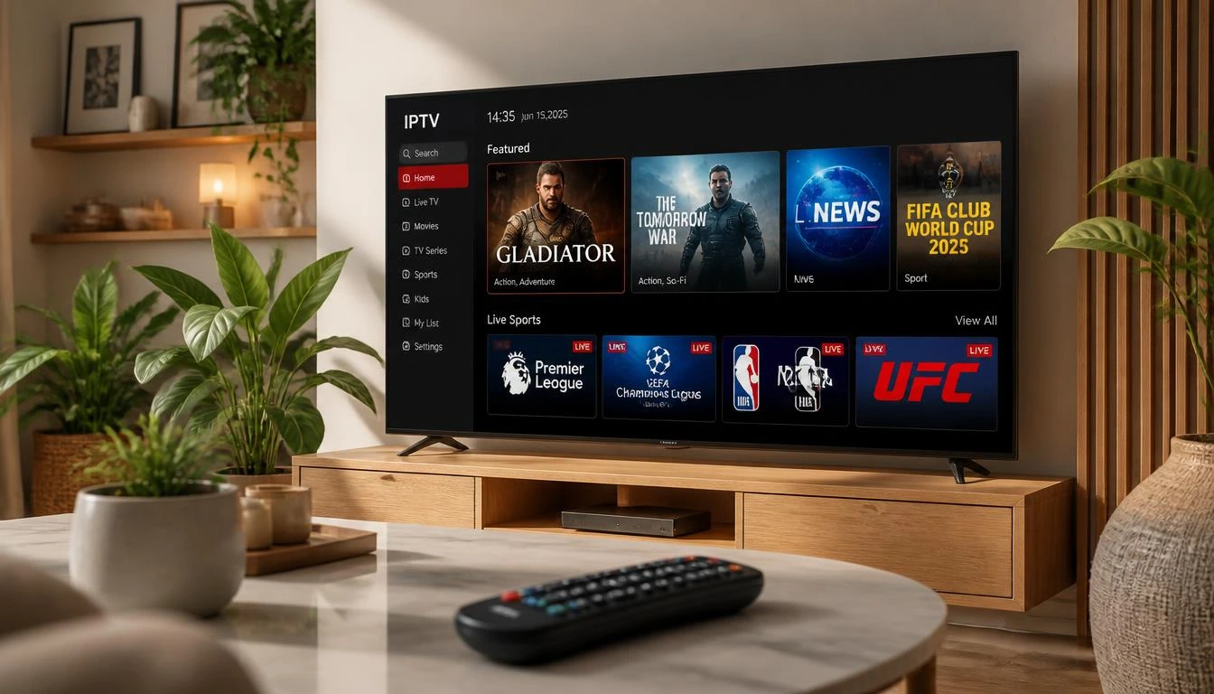 Browsing live sports and 4K channels on an IPTV subscription