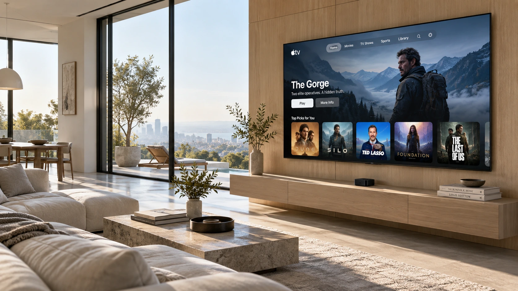 IPTV on Apple TV 4K setup in modern minimalist living room