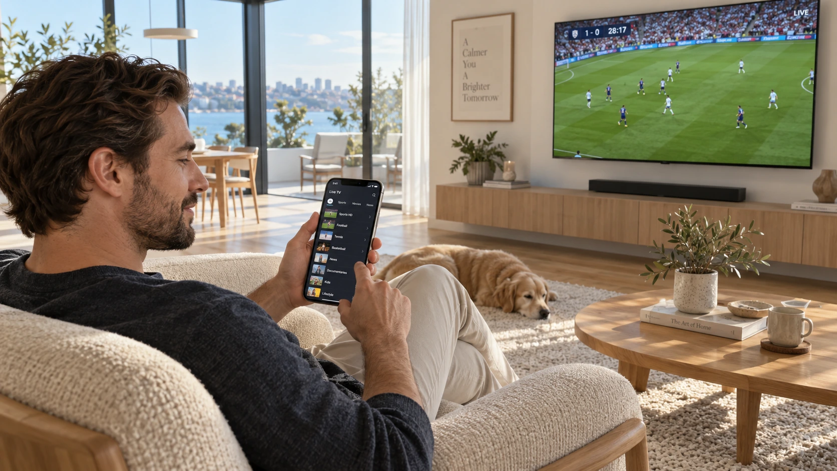 Browsing live sports and 4K cinema on IPTV on Apple TV using tvOS interface