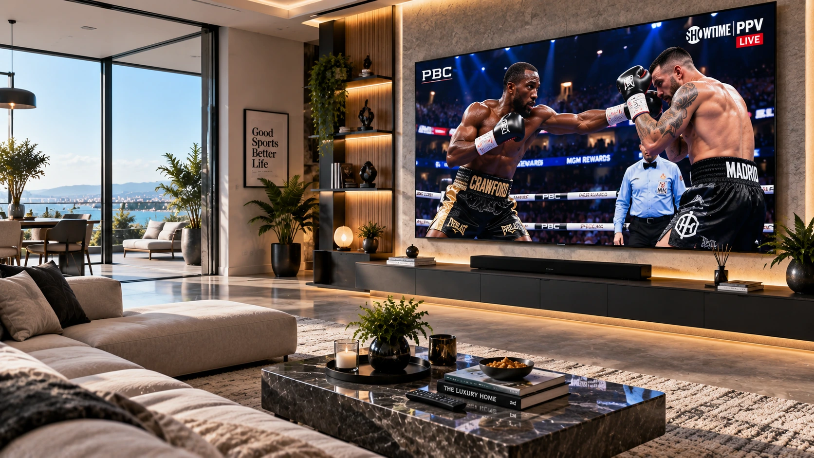 Live PPV combat sports event streaming in 4K on modern television