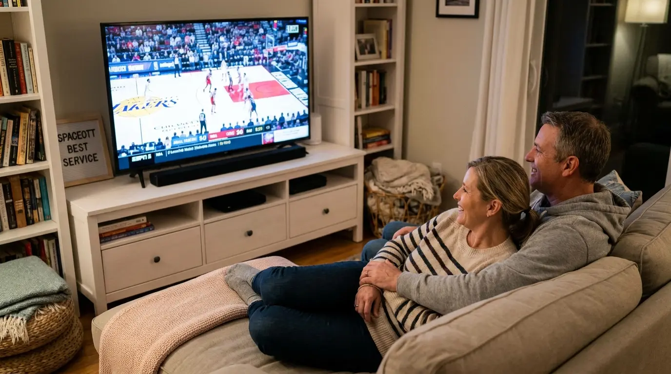 Family and friends enjoying 4K live sports when you subscribe IPTV on SpaceOTT