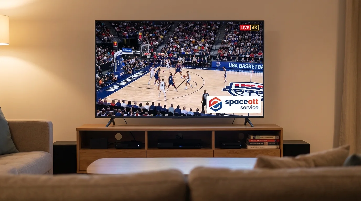 Subscribe IPTV 4K streaming setup in modern luxury living room