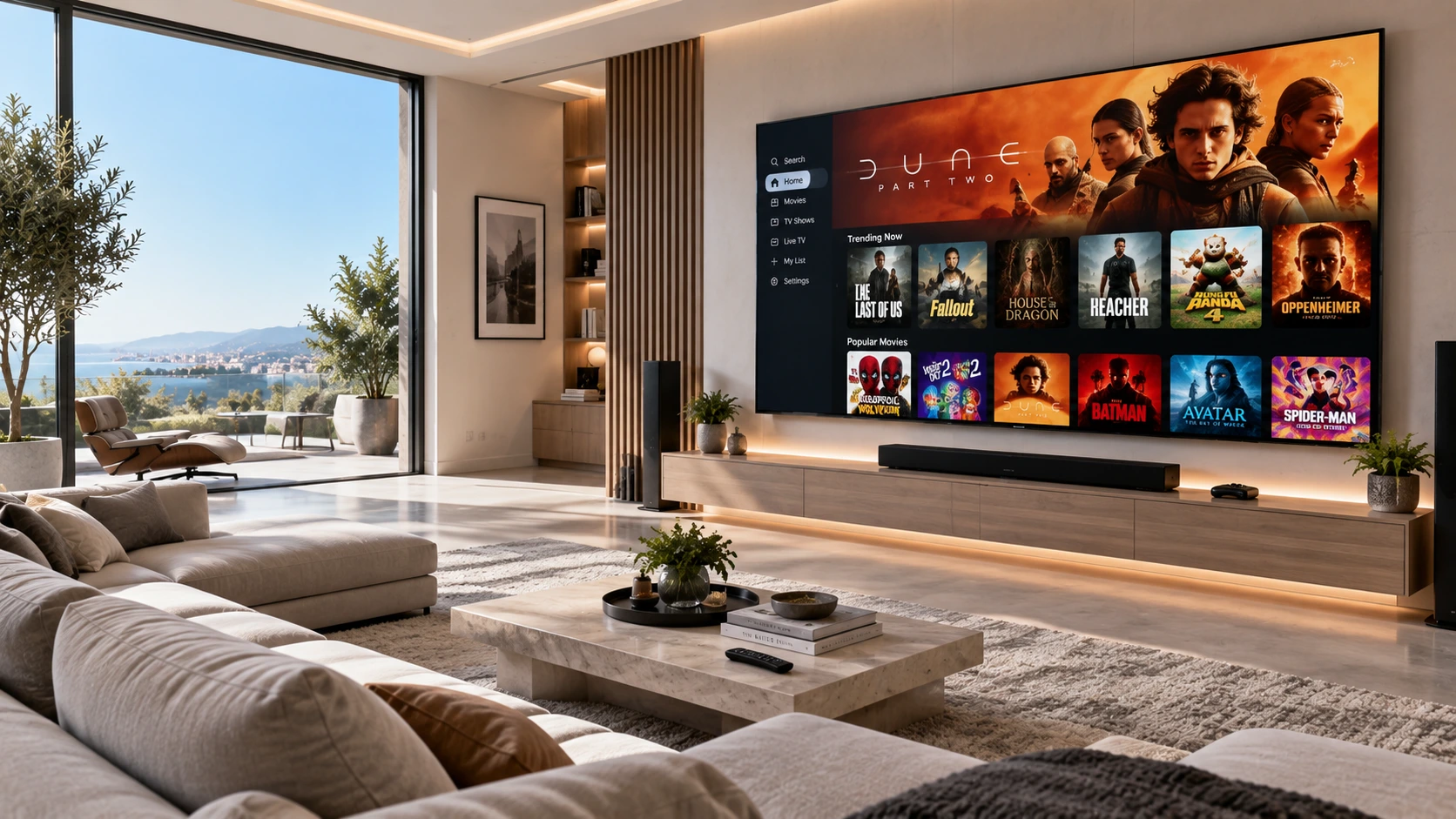 Video on demand modern 4K home cinema streaming setup