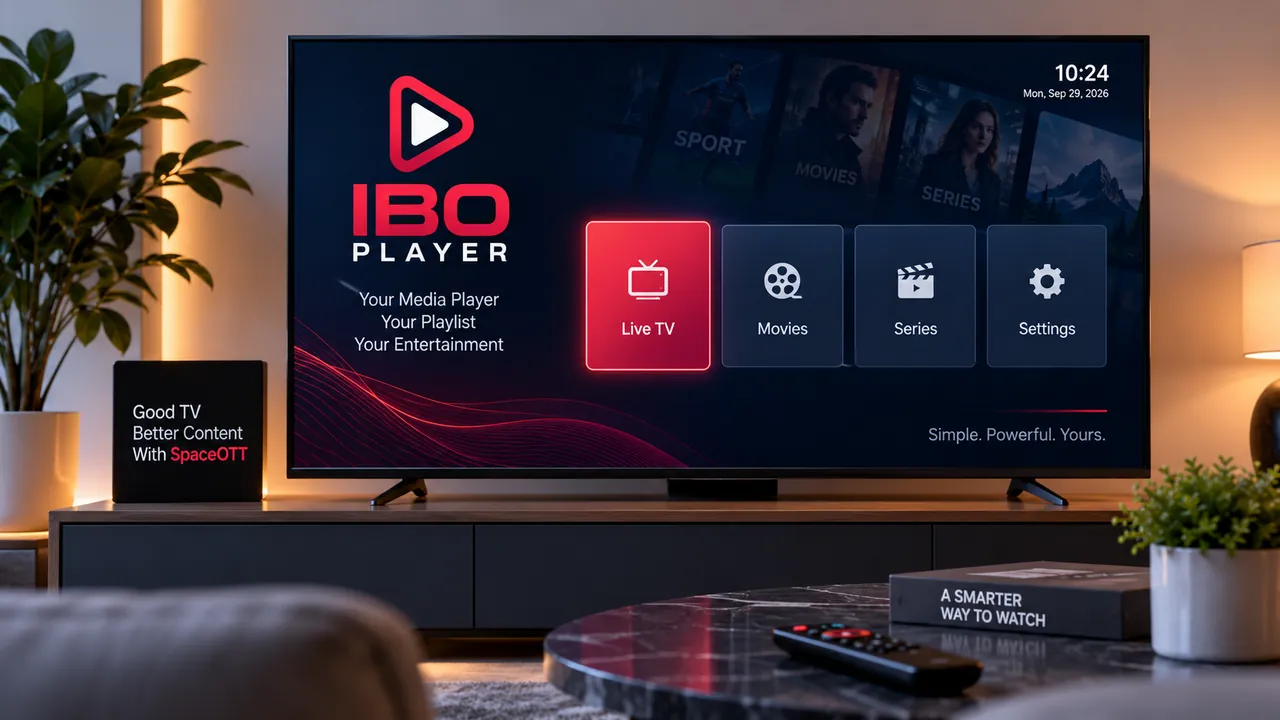 IBO IPTV Player streaming smoothly on a living room television