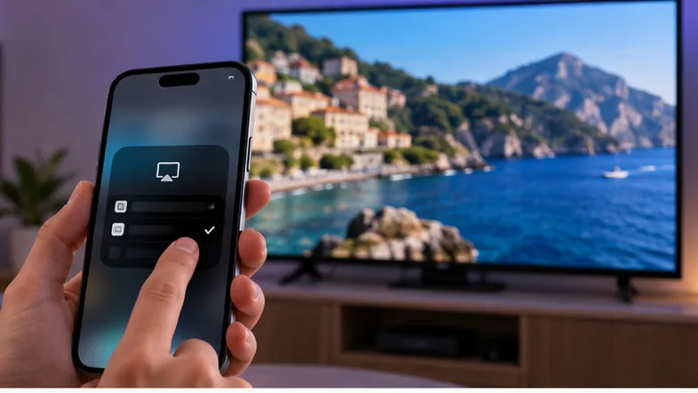 iPhone using AirPlay to stream IPTV on Roku TV