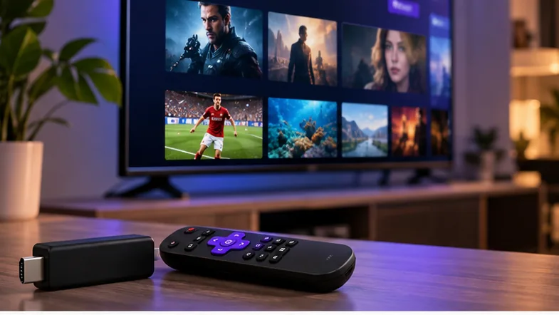 IPTV on Roku streaming setup with Roku TV and smartphone