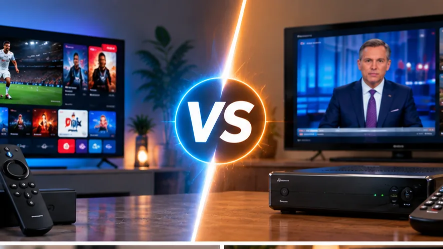 IPTV vs cable comparison in a modern home entertainment setup