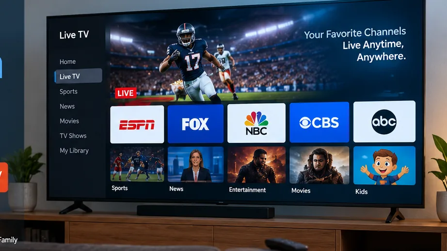 Live TV subscription services comparison on a modern Smart TV